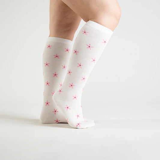 Pink Floral Compression Socks